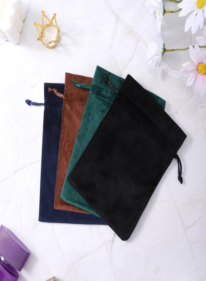 Alrhso 4Pcs Velvet Bags with Drawstrings Velvet Drawstring Bags Pouches Velvets Gift Bag 6.2"x7.8" Fabric Cloth Bag Package Cloth Gift Pouches Jewelry Velvets Bages for Wedding Party Candy - Image 3
